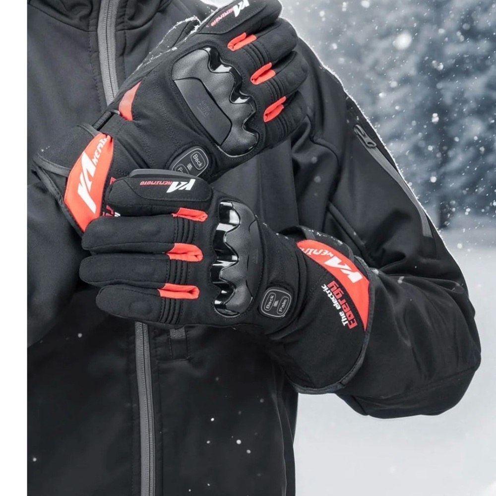 Kemimoto‎ Heated Motorcycle Gloves 2025 with Protective Shields and Battery Sz M